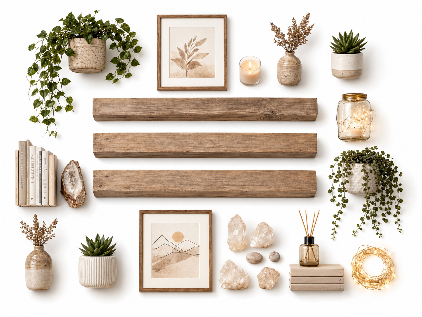 Flat lay of every item in The Complete Shelf Set